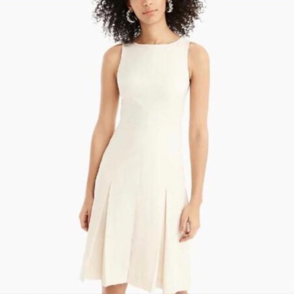 NWT J.Crew Pleated A-Line Dress Structured Linen